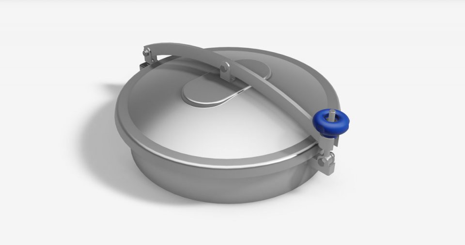 Aseptic round Access Cover, Retention-free, gasket on neck